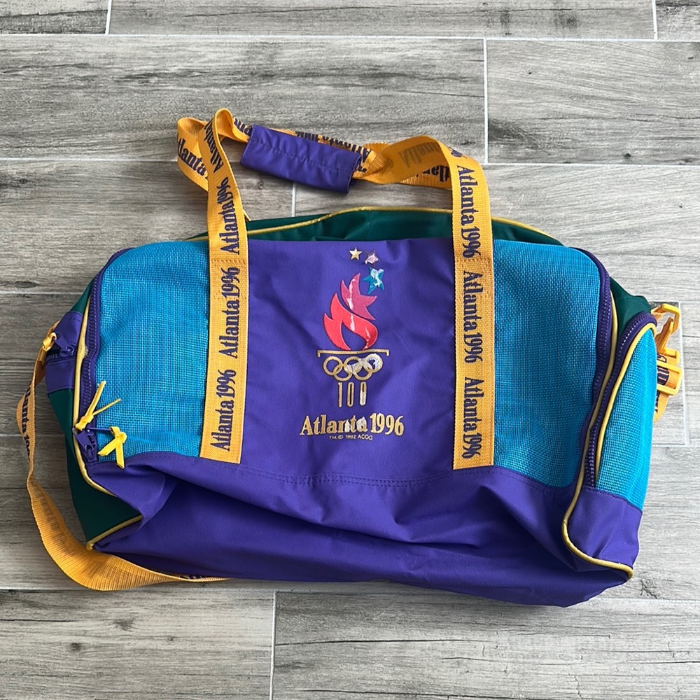 Atlanta 1996 Olympic Sports Duffel Bag - Purple and Blue